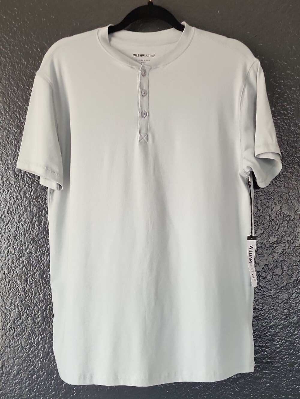 William Rast Light Gray Short Sleeve Henley Tee - Picture 3 of 5
